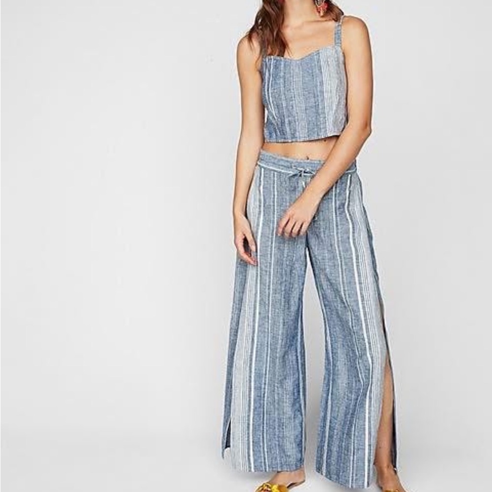 Chambray cotton matching pant set